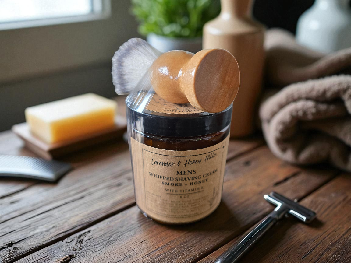 Men’s Whipped Shaving Cream and Brush Set - Smoke + Honey