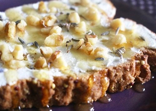 Honey Walnut Lavender Goat Cheese Toast