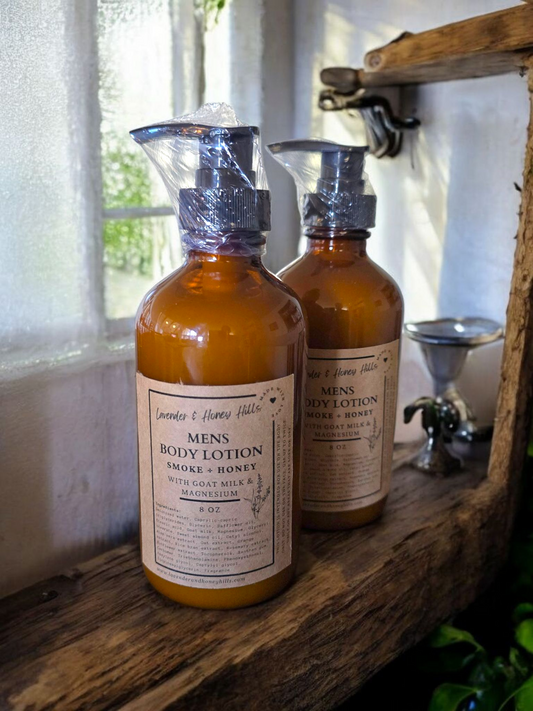 Men’s Goat Milk Magnesium Body Lotion - Unscented or Smoke + Honey