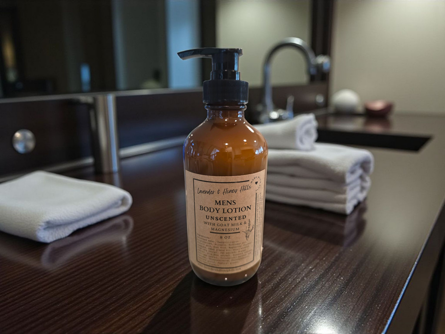 Men’s Goat Milk Magnesium Body Lotion - Unscented or Smoke + Honey