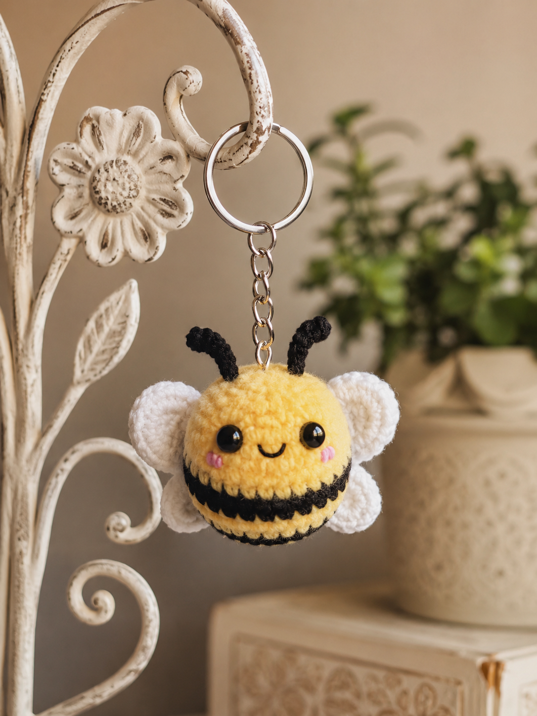 Crocheted Bee Keychain
